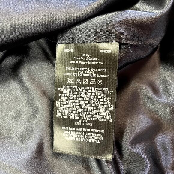 Ted Baker Small Velvet Black Dress Embellished Collar Wednesday Addams (Sz 1=4) - Picture 11 of 16